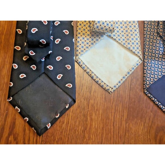 Lot of 4 Vtg Polo Ralph Lauren Silk Tie Hand Made USA Yellow Red Dark Blue Navy - Picture 6 of 16